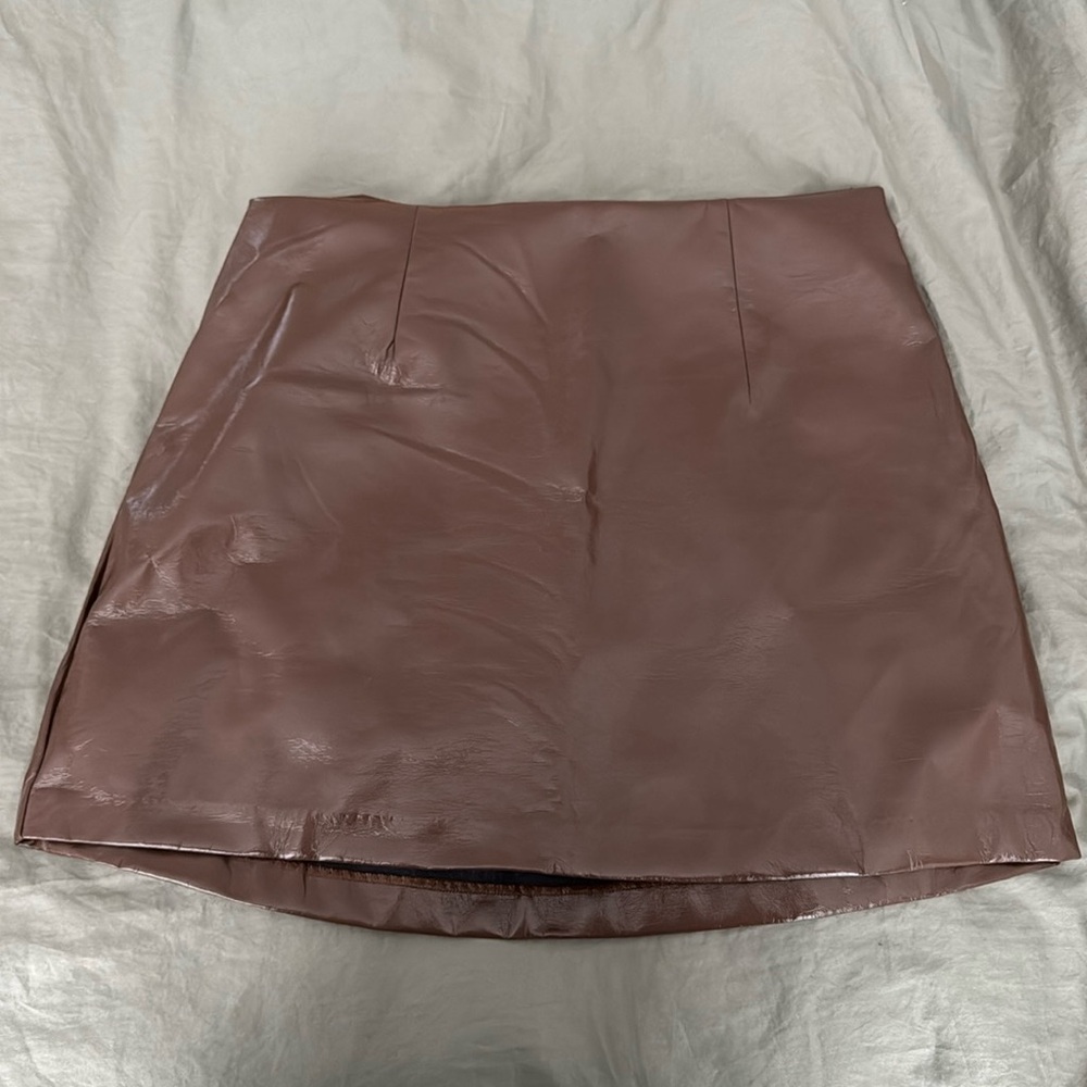 Abercrombie & Fitch | Brown Faux Leather Mini Skirt | Medium